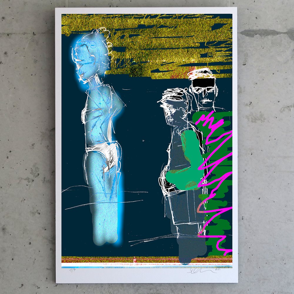 digital überarbeitete Skizze Sonnen-Schein figurativeart expressives Bild painting Giclee Druck