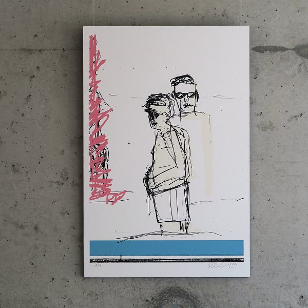 Digitale Skizze 'Rosa Pisa' | digital überarbeitete Skizze mit zwei Personen