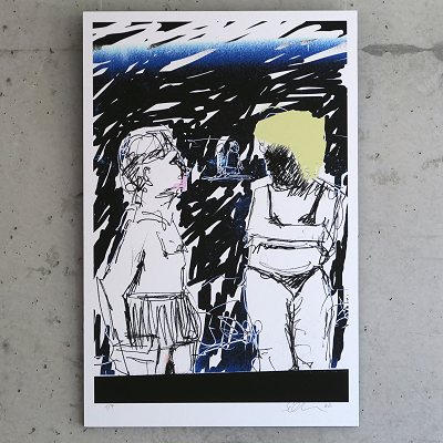 Digitale Skizze 'Dunkel-Blond' | digital überarbeitete Skizze mit zwei Frauen