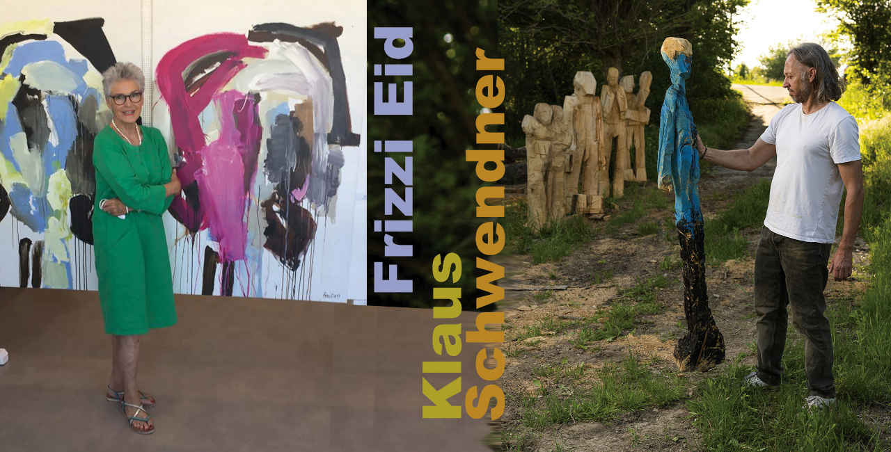 Blick in die Ausstellung 'Kunst im Denkmal' in Wolfstein zusammen mit Bildern von Frizzi Eid