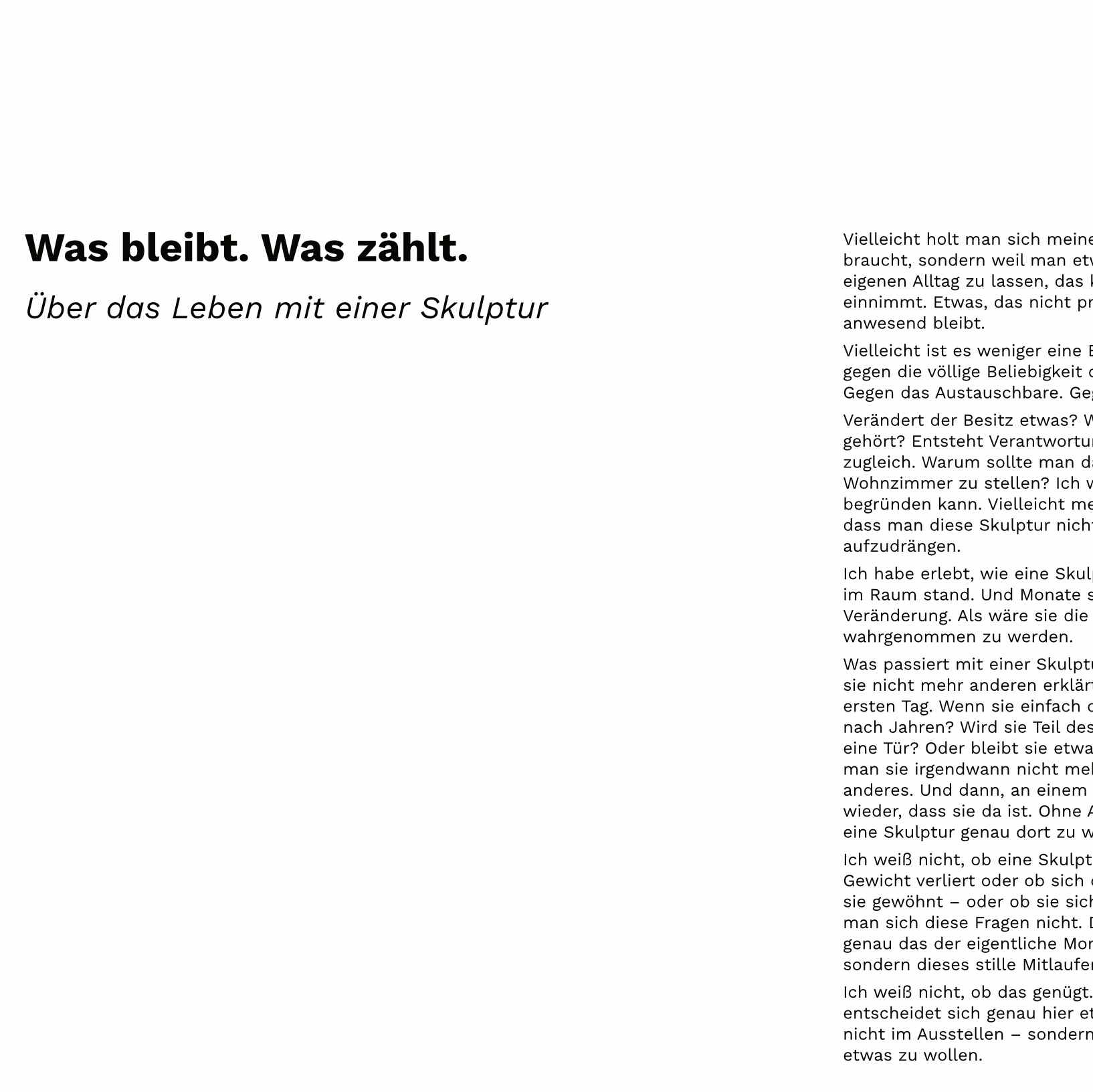 Katalog 'STILL ME - STILL YOU - STILL WE' Was bleibt - Was zählt