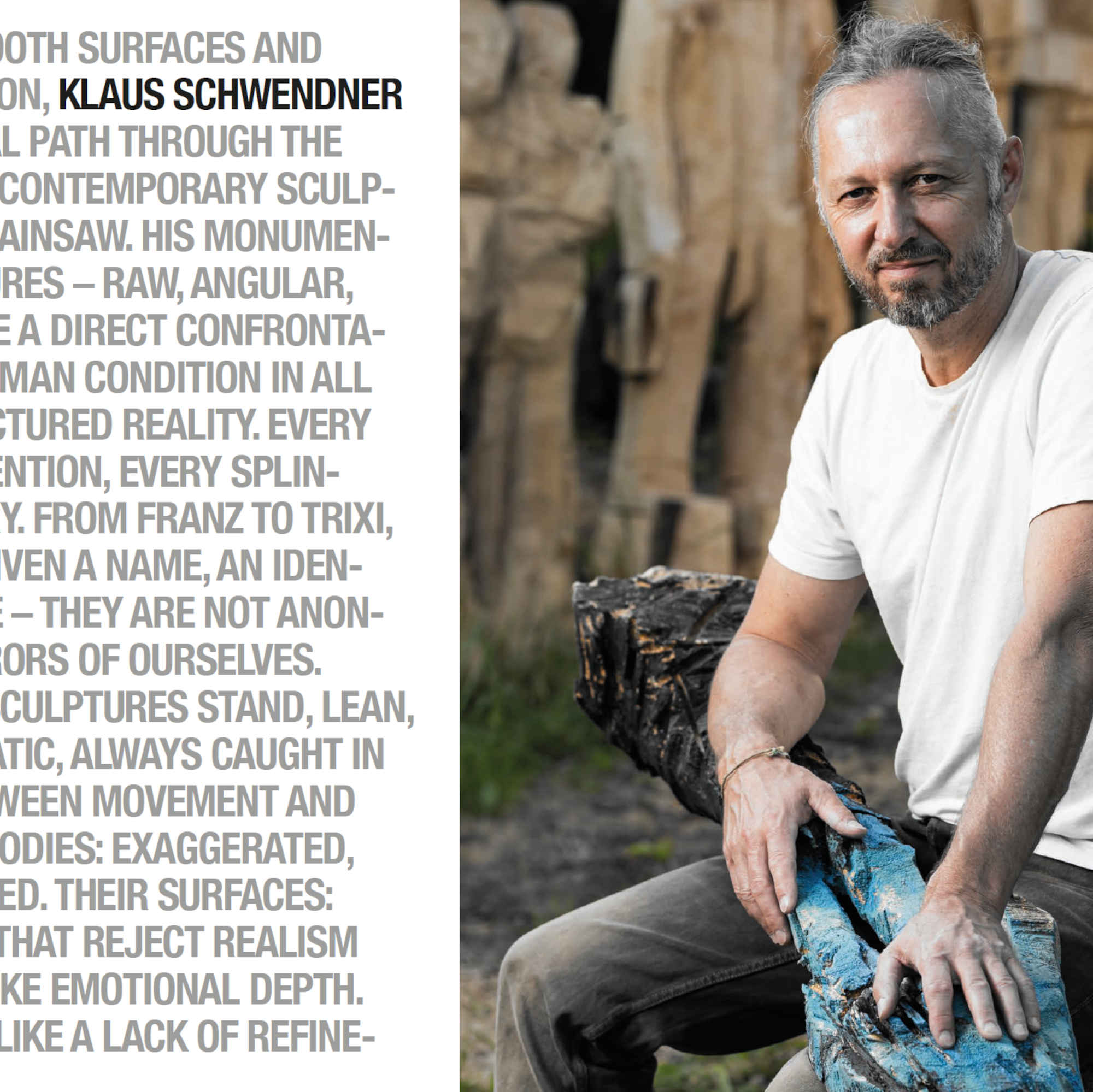 Katalog 'WOOD IT BE YOU' Klaus Schwendner mit Holzskulptur