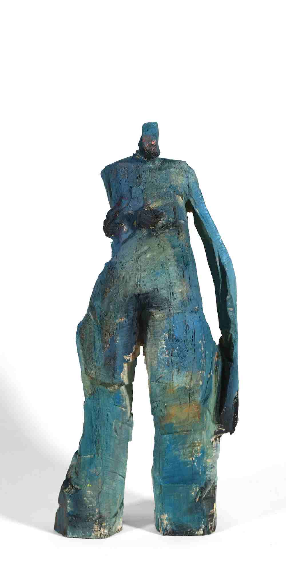 kleine füllige Holzskulptur mit dicken Ausformungen mit dem Namen 'Lisbeth' aus Ahorn mit der Kettensäge geschnitzt.