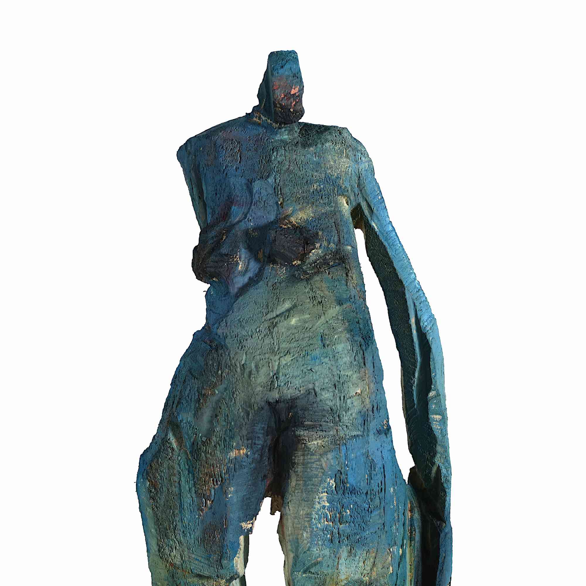 kleine Holzfigur mit körperlicher Fülle mit Namen'Lisbeth' aus Ahorn von vorne im Detail