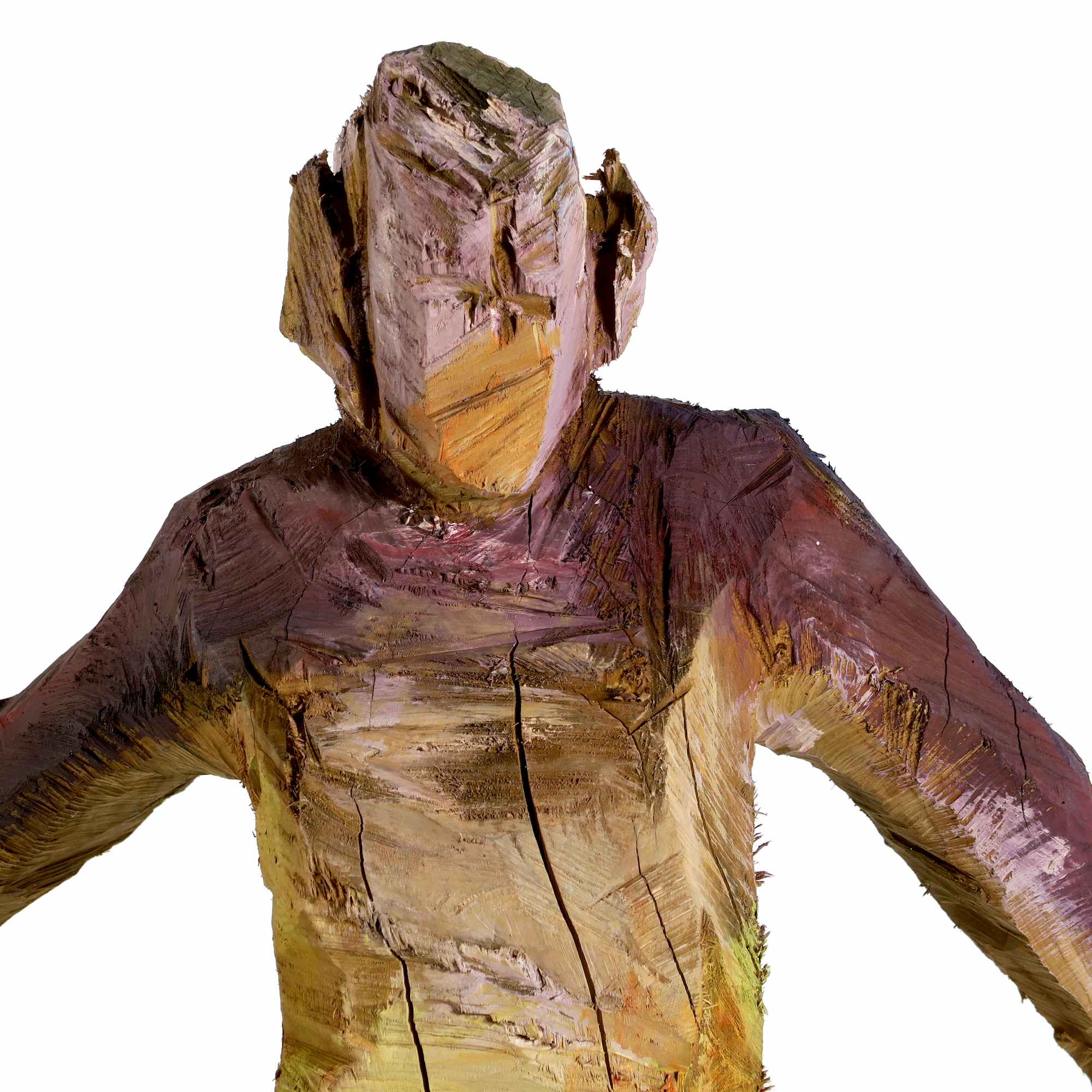 kleine Holzskulptur Florian mit nach hinten gestreckten Armen