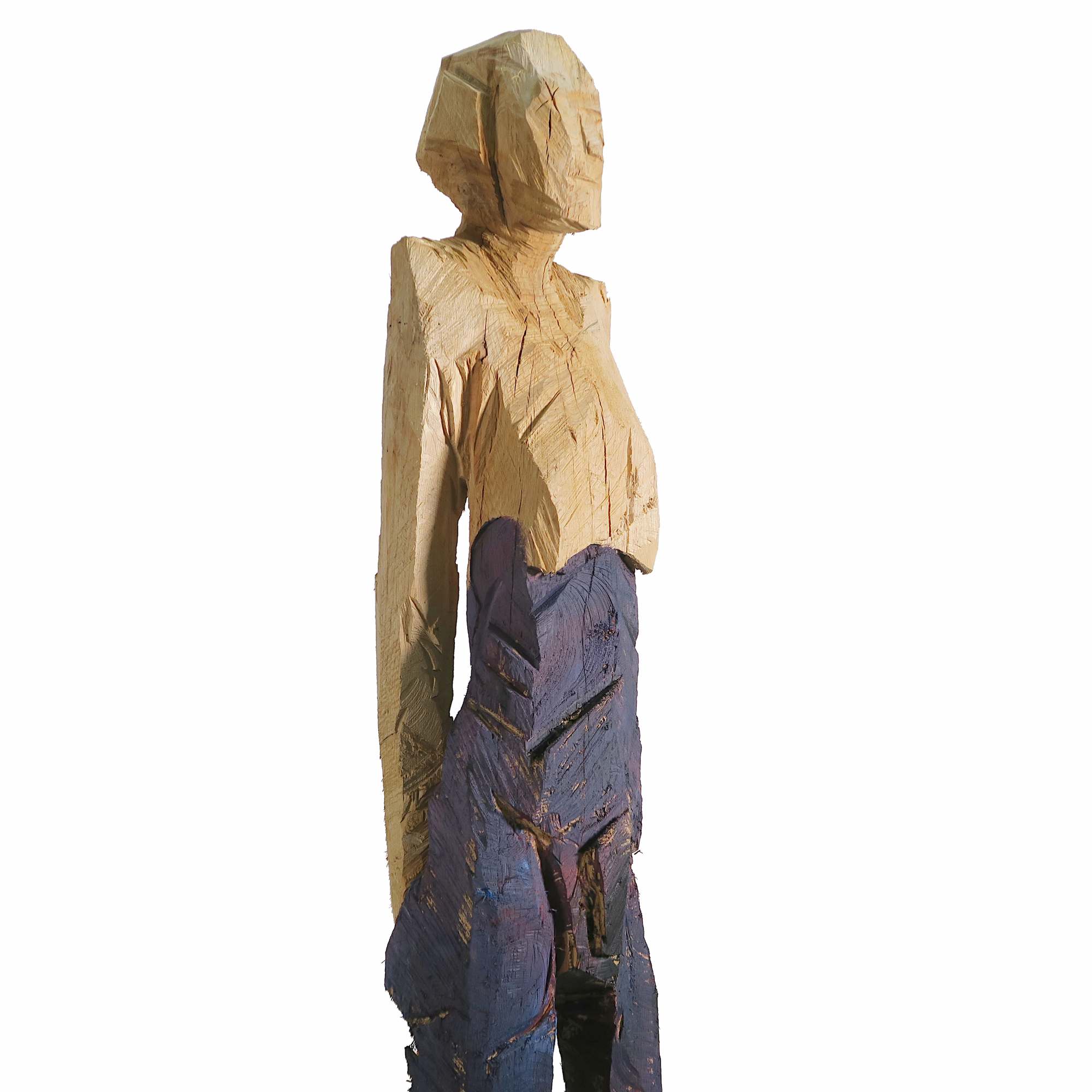Holzskulptur 'Elisa' aus der Serie der 'Holzköpfe' - Detailaufnahme vom Kopf