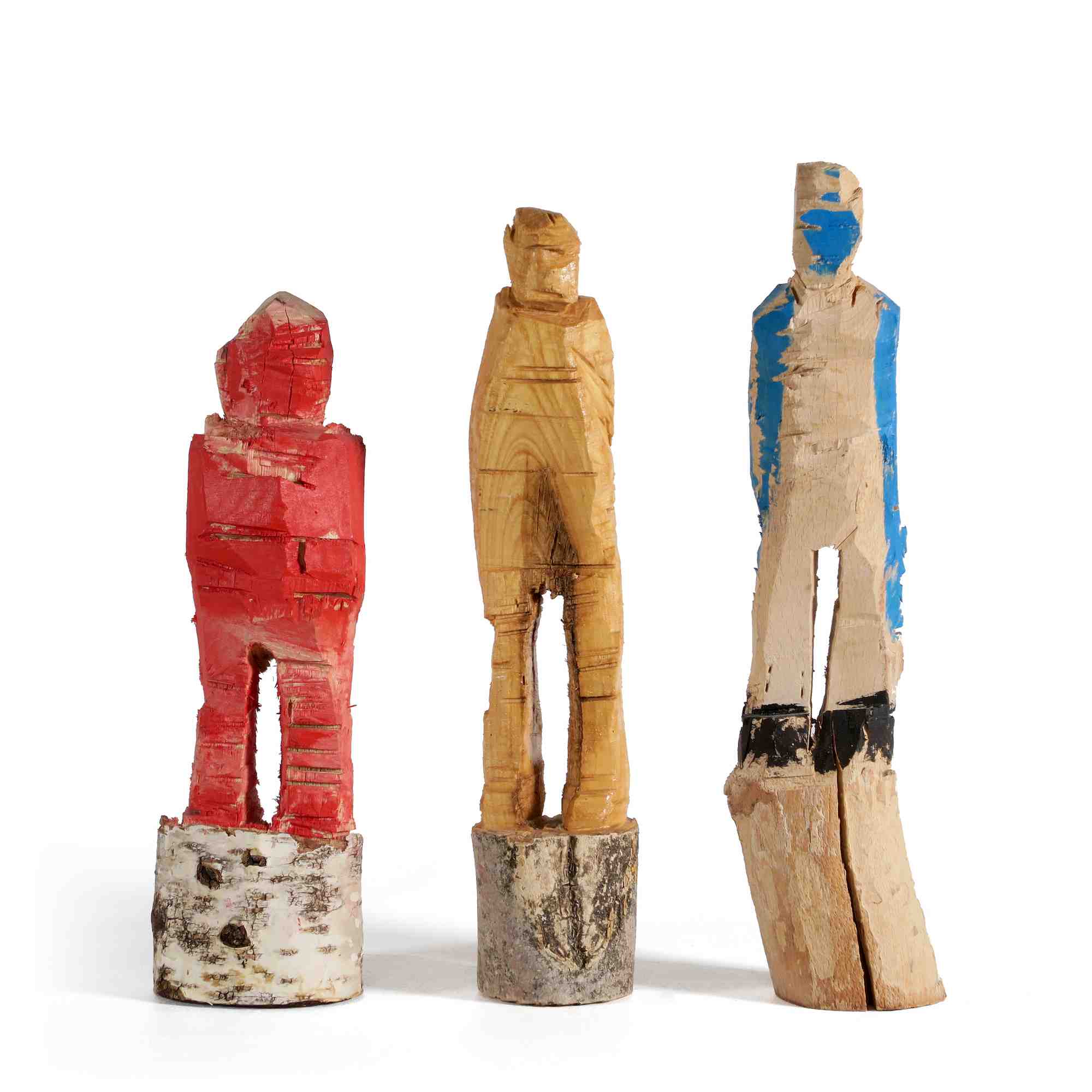 Holzskizzen nr. 1-3 - kleine mit der Sägelsäge gesägte Holzfiguren aus verschiedenen Ästen