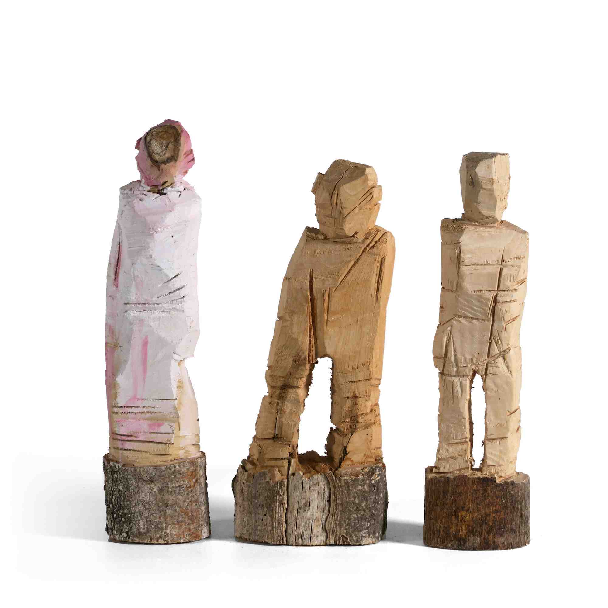 Holzskizzen nr. 4-6 - kleine mit der Sägelsäge gesägte Holzfiguren aus verschiedenen Ästen