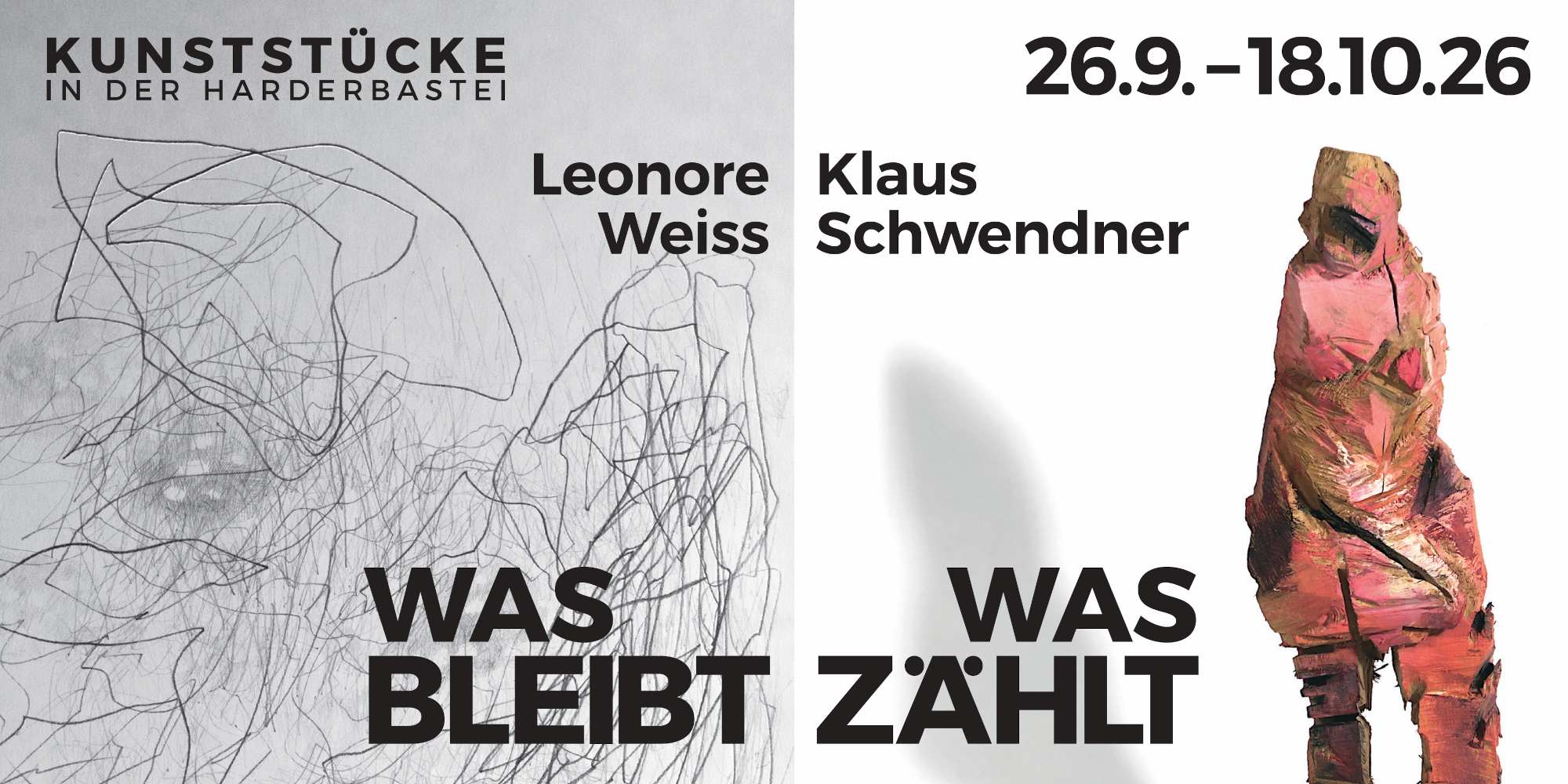 Kunstausstellung WAS BLEIBT - WAS ZÄHLT von Leonore Weiss und Klaus Schwendner in der Harderbastei Ingolstadt - aus der Reihe Kunststücke des BBK Oberbayern Nord und Ingolstadt