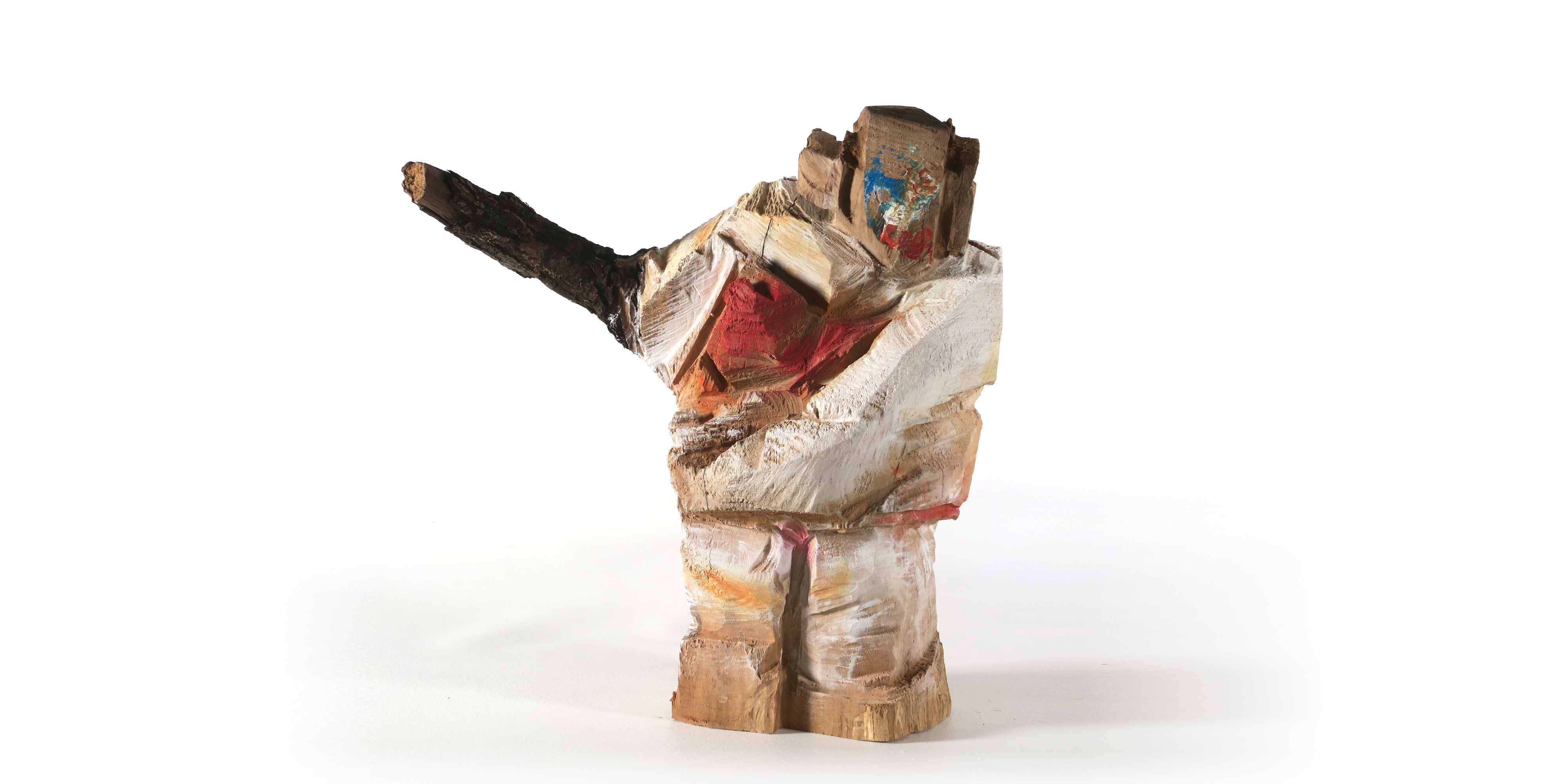 Marianne - kleine füllige Holzskulptur mit rotem Busen